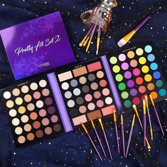 86 Colors Nude Eyeshadow Palette with 15Pcs Makeup Brushes Set, Matte Glitter Long Lasting Highly Pigmented Waterproof Colorful Eye Shadow Contour Blush Powder Highlighter All in One