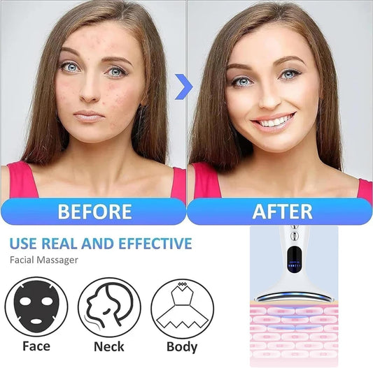 Face Massager,Anti-Wrinkle Face Device,Portable Skin Tightening Beauty Toning Device with 45 ±5°C Heat and 4 Massage Modes for Skintightening & Neck Lifting EMS Massage Face Toning Firming (Gradient)
