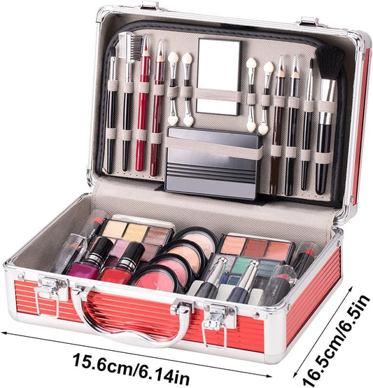 Cosmetic Full Makeup Kit, Makeup Palette with Lipstick, Makeup Kit for Beginners, Full Starter Cosmetics Set, Eyeshadow, Blush, Eyebrow Pencil, Lipstick, Nail Polish for Girls, 27/20/10 Cm