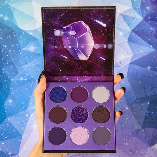 9 Colours Purple Eyeshadow Palette Shadow Palette Highly Pigmented Mattes Shimmers Nature Smokey Glitter Cream Colorful Powder Waterproof Makeup Palette-Space