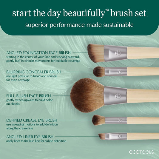 6-Piece Eco-Friendly Makeup Brush Set for Flawless Application - Vegan & Cruelty-Free