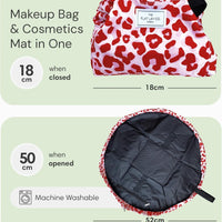 Makeup Bag - Travel Make up Organiser for Cosmetics, Eyeshadow, Make-Up Brushes, Lipstick & Tools - Drawstring Makeup Bag Storage with Brush Holder & Large Pockets