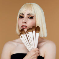 14-Piece Premium Synthetic Makeup Brush Set - Perfect for Contour, Concealer, Foundation, Eyeshadow & More in Elegant Light Grey T329