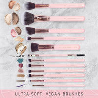 Beauty 15-Piece Pink Makeup Brush Set - Award-Winning Brushes with Case, Blending Sponge, Cleaner, and Gift Box