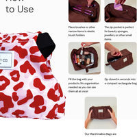 Makeup Bag - Travel Make up Organiser for Cosmetics, Eyeshadow, Make-Up Brushes, Lipstick & Tools - Drawstring Makeup Bag Storage with Brush Holder & Large Pockets