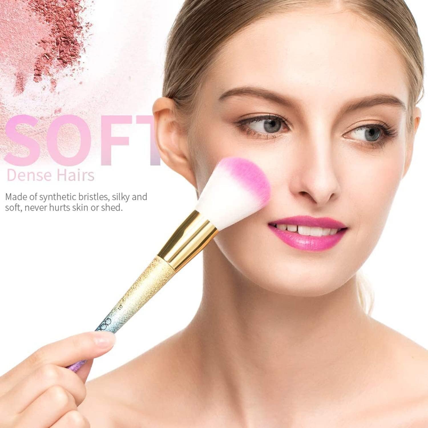 16-Piece Rainbow Makeup Brush Set - Professional Brushes for Flawless Foundation, Eyeshadow, Blush, and More in Elegant Gift Box