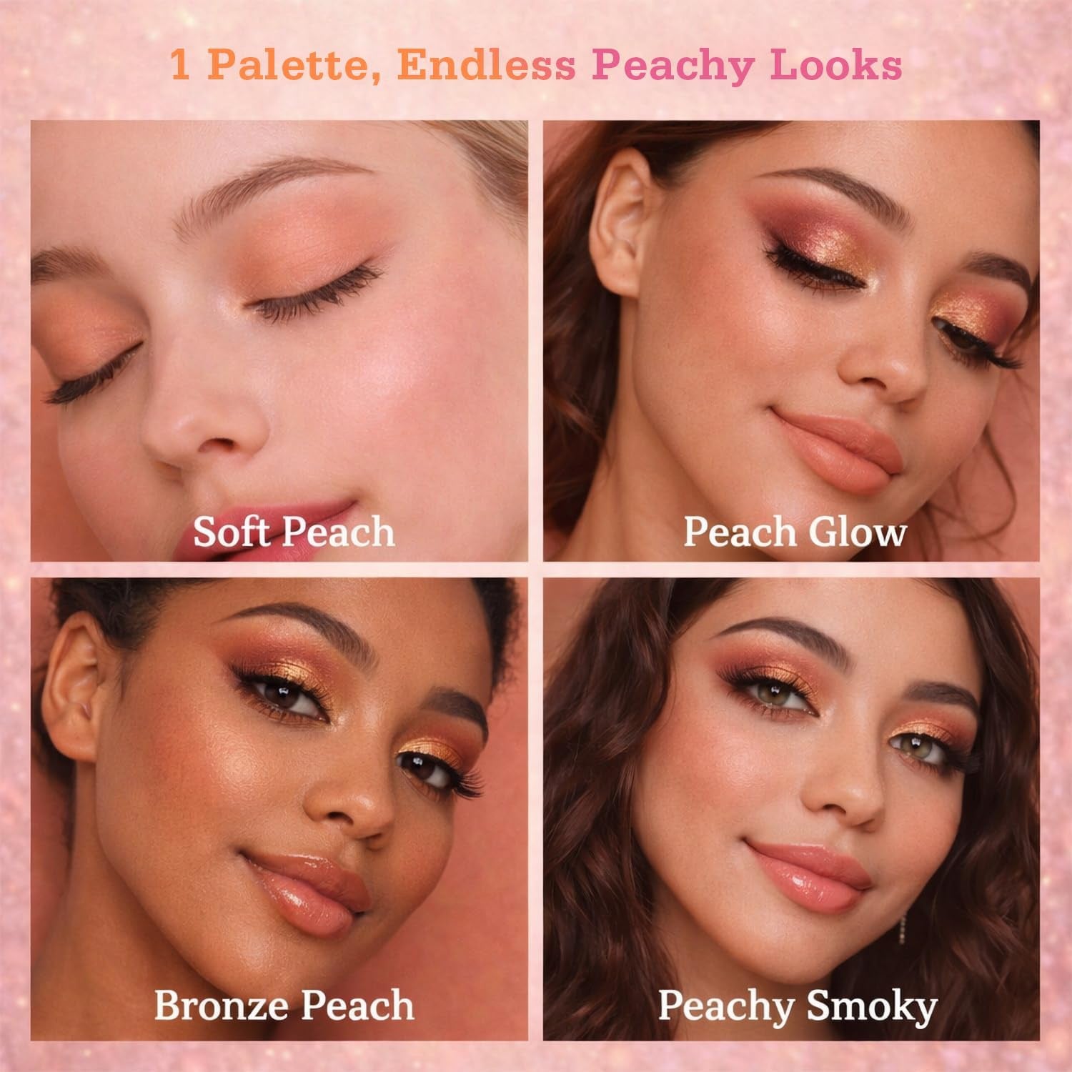 Peach Please Eyeshadow Palette Makeup, Metallic Shimmer Matte Eye Shadow Pallets for Women Peach Pink Brown Smoky Eye Make-Up Long Lasting, Talc Free