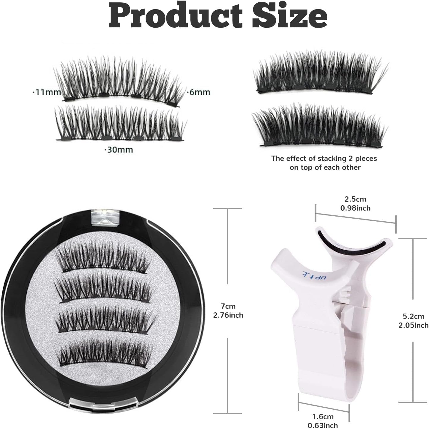 1 Pair Magnetic-Eyelashes Natural Look without Glue Needed Reusable Eye Magnetic Lashes with Applicator Magnetic Eyelashes