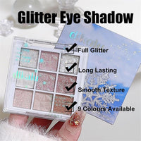 Glitter Eyeshadow Palette,Shimmer Eye Shadow Pallets for Women,Highly Pigmented Eyeshadow Make-Up Palettes,White Pink Glitter Eye Shadow Palette with Brush,Travel Size Eyeshadow Gift for Girls Make Up