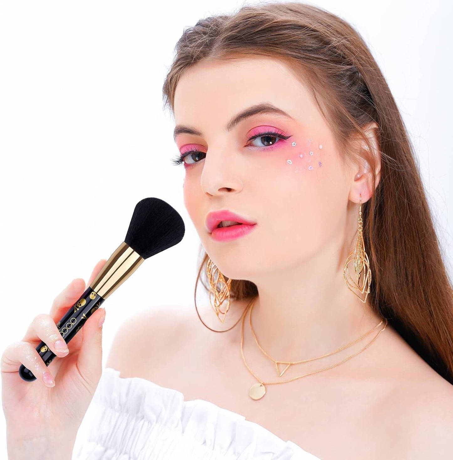 12-Piece Skull-Print Makeup Brush Set - Premium Synthetic Brushes for Flawless Foundation, Contouring, Blush, and Eye Makeup