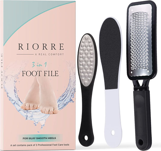 Professional Foot Files for Hard Skin - Premium 3 in 1 Pedicure Foot File, Scrubber and Foot Scraper for Soft & Smooth Heels