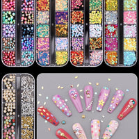 Nail Art Rhinestones, Nail Studs Gems Nail Diamonds Nail Art Crystal Nail Jewels with Pick up Tweezers for Nail Art Decoration (10 Boxs)