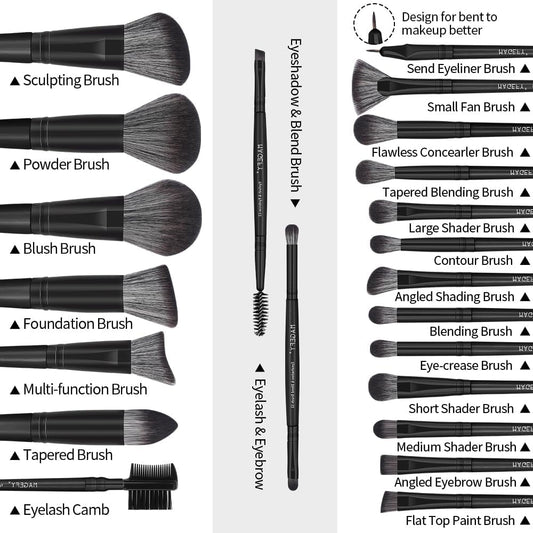 Makeup Brushes 22Pcs Professional Makeup Brush Set Blending Foundation Powder Blush Concealers Eyeshadow Eyebrow Eyeliner Brushes Premium Synthetic Make up Brushes Set with Brush Bag
