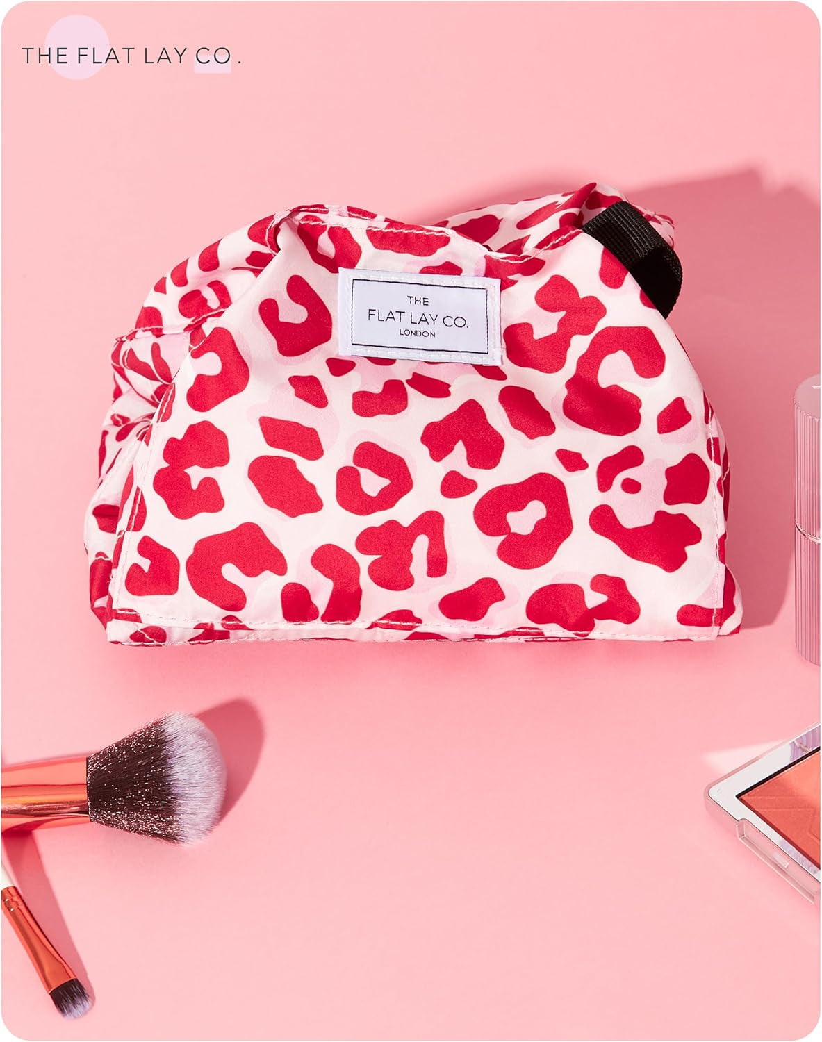 Makeup Bag - Travel Make up Organiser for Cosmetics, Eyeshadow, Make-Up Brushes, Lipstick & Tools - Drawstring Makeup Bag Storage with Brush Holder & Large Pockets