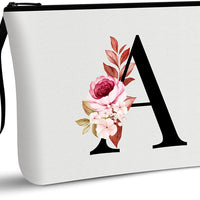 A-Z Personalized Makeup Bag,Birthday Gifts for Women Mom,Gifts for Best Friend,Bride Bridesmaid Cosmetic Bag(A)