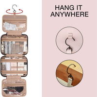 Hanging Toiletry Bag Travel Large Capacity Wash Bag Womens Makeup Cosmetic Bag, Travel Accessories for Full Sized Container (Medium-Pink)