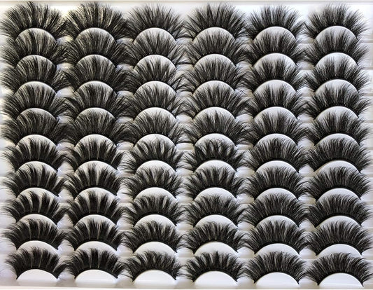 False Eyelashes 30 Pairs Pack Mink Lashes Long Dramatic 6 Styles 5D Fluffy Thick Fake Eyelashes Soft Wispy Makeup Eye Lashes