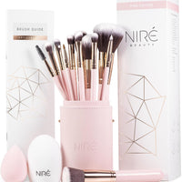 Beauty 15-Piece Pink Makeup Brush Set - Award-Winning Brushes with Case, Blending Sponge, Cleaner, and Gift Box