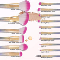 16-Piece Rainbow Makeup Brush Set - Professional Brushes for Flawless Foundation, Eyeshadow, Blush, and More in Elegant Gift Box