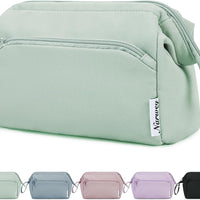 Large Makeup Bag Wide-Open Zipper Pouch Travel Wash Bag Toiletry Bag Cosmetic Organizer for Women (Mint Green)