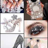 Nail Art Rhinestones, Nail Studs Gems Nail Diamonds Nail Art Crystal Nail Jewels with Pick up Tweezers for Nail Art Decoration (10 Boxs)