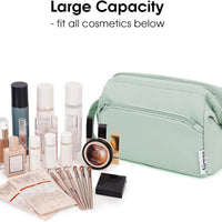 Large Makeup Bag Wide-Open Zipper Pouch Travel Wash Bag Toiletry Bag Cosmetic Organizer for Women (Mint Green)