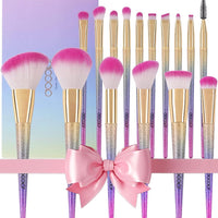 16-Piece Rainbow Makeup Brush Set - Professional Brushes for Flawless Foundation, Eyeshadow, Blush, and More in Elegant Gift Box