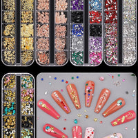 Nail Art Rhinestones, Nail Studs Gems Nail Diamonds Nail Art Crystal Nail Jewels with Pick up Tweezers for Nail Art Decoration (10 Boxs)