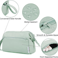 Large Makeup Bag Wide-Open Zipper Pouch Travel Wash Bag Toiletry Bag Cosmetic Organizer for Women (Mint Green)