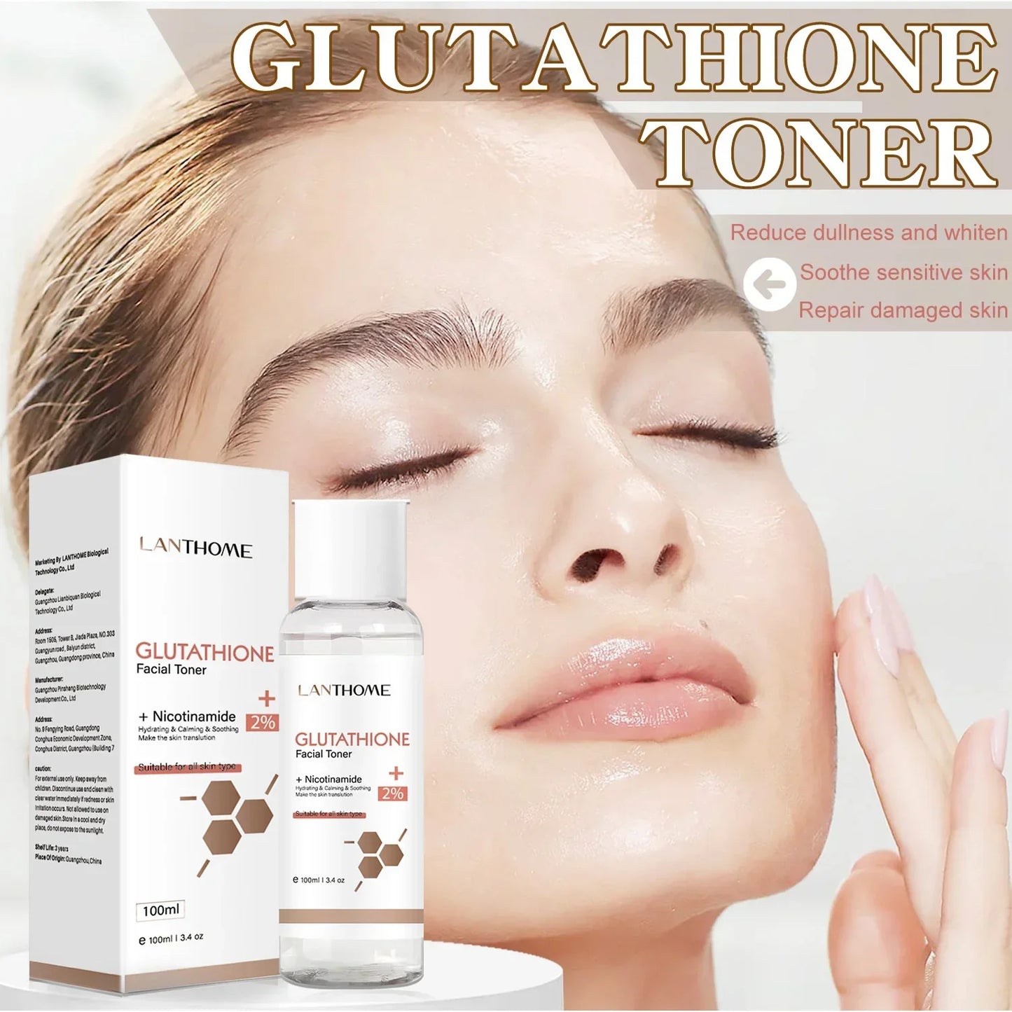 Glutathione Facial Kit 4 Piece Lanthome Orig For Whitening And Moisturizing Radiant Skin For All Skin Types - TIKVIBE SHOP