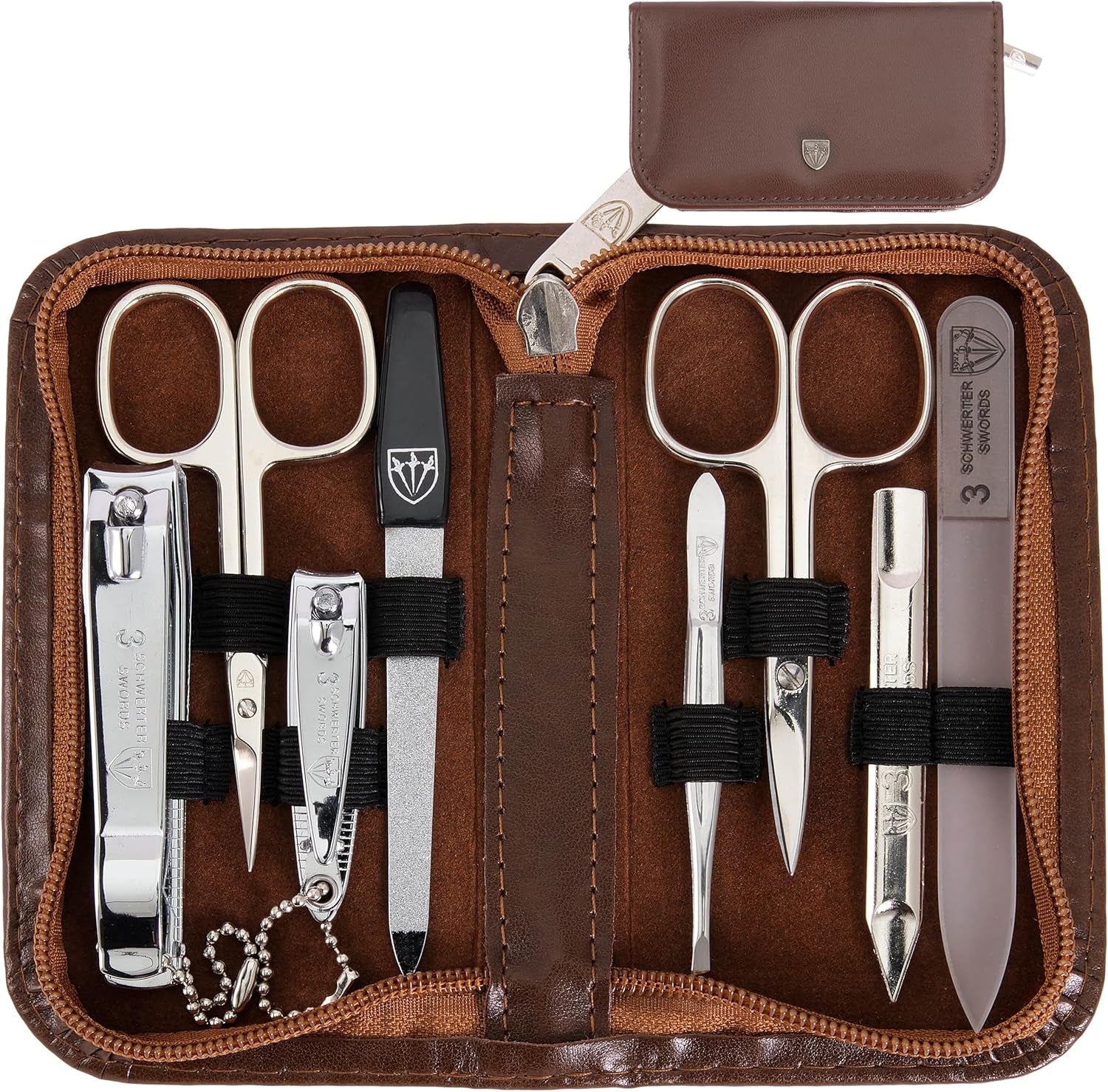 8-Piece Professional Manicure Pedicure Grooming Kit by  - Premium Quality Scissors & Clippers in Stylish Leather Case, Perfect Gift Set!