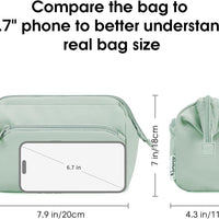 Large Makeup Bag Wide-Open Zipper Pouch Travel Wash Bag Toiletry Bag Cosmetic Organizer for Women (Mint Green)