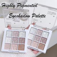 Glitter Eyeshadow Palette,Shimmer Eye Shadow Pallets for Women,Highly Pigmented Eyeshadow Make-Up Palettes,White Pink Glitter Eye Shadow Palette with Brush,Travel Size Eyeshadow Gift for Girls Make Up