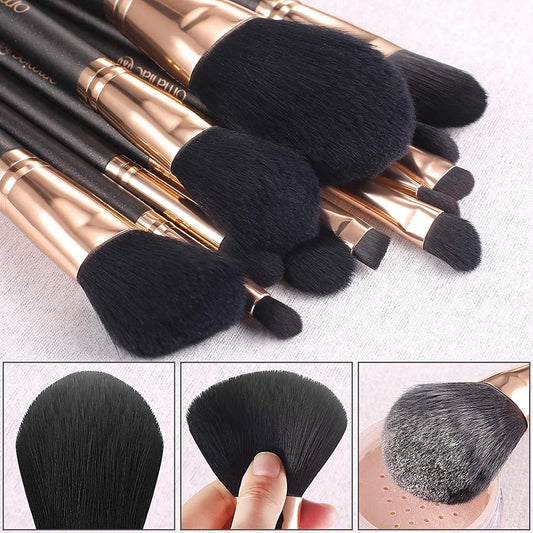 12-Piece Professional Makeup Brush Set with Pearl Flash Handles - Stylish, Comfortable, and Travel-Friendly Case Included!