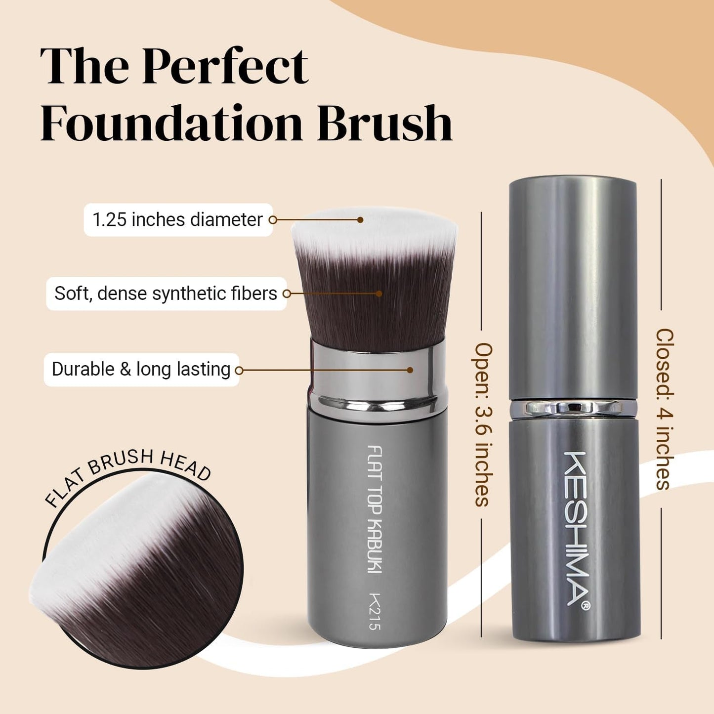 Retractable Flat Top Kabuki Foundation Brush by