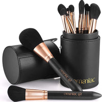 12-Piece Professional Makeup Brush Set with Pearl Flash Handles - Stylish, Comfortable, and Travel-Friendly Case Included!