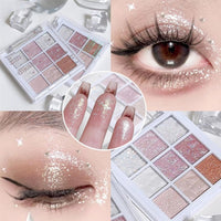 Glitter Eyeshadow Palette,Shimmer Eye Shadow Pallets for Women,Highly Pigmented Eyeshadow Make-Up Palettes,White Pink Glitter Eye Shadow Palette with Brush,Travel Size Eyeshadow Gift for Girls Make Up