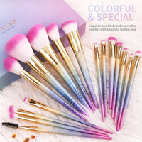 16-Piece Rainbow Makeup Brush Set - Professional Brushes for Flawless Foundation, Eyeshadow, Blush, and More in Elegant Gift Box