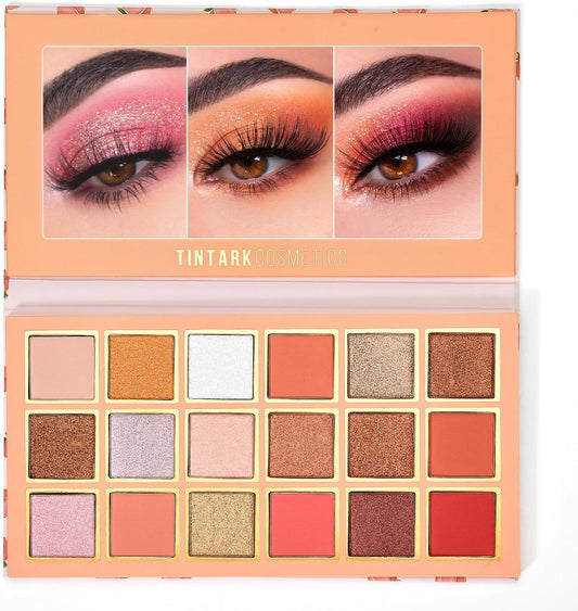 Peach Please Eyeshadow Palette Makeup, Metallic Shimmer Matte Eye Shadow Pallets for Women Peach Pink Brown Smoky Eye Make-Up Long Lasting, Talc Free