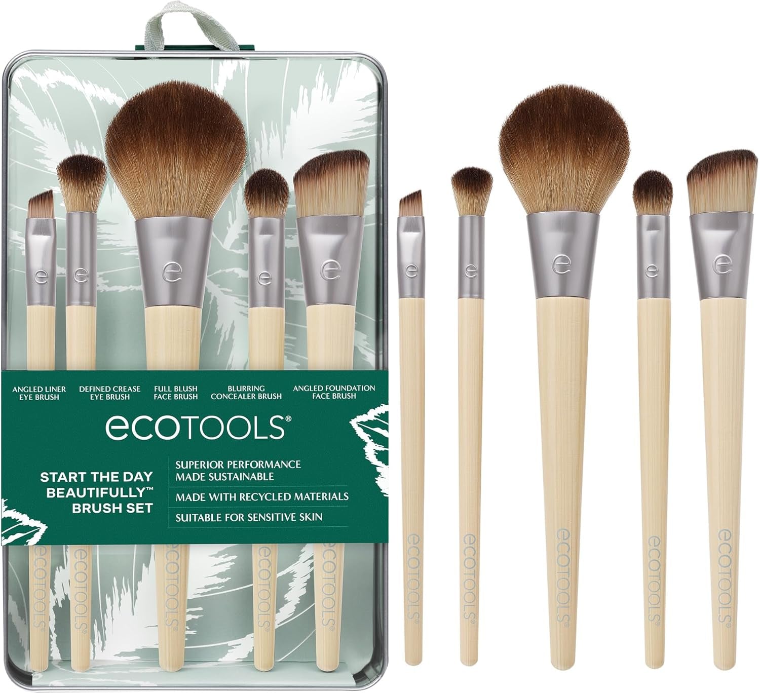 6-Piece Eco-Friendly Makeup Brush Set for Flawless Application - Vegan & Cruelty-Free