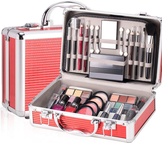 Cosmetic Full Makeup Kit, Makeup Palette with Lipstick, Makeup Kit for Beginners, Full Starter Cosmetics Set, Eyeshadow, Blush, Eyebrow Pencil, Lipstick, Nail Polish for Girls, 27/20/10 Cm