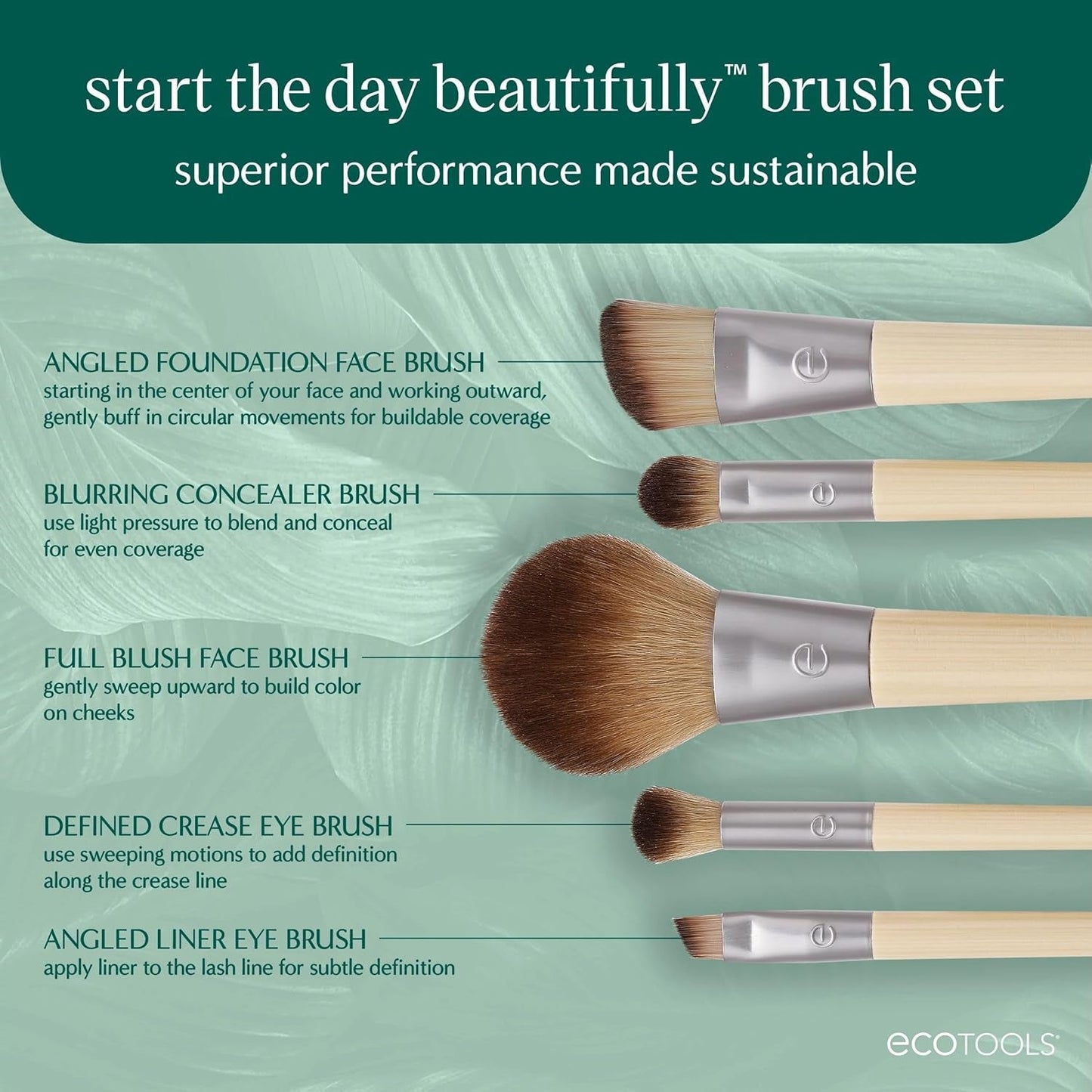 6-Piece Eco-Friendly Makeup Brush Set for Flawless Application - Vegan & Cruelty-Free