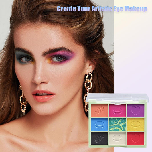 Eyeshadow Palettes, 9 Colour Matte Shimmering Eye Shadow Palette, Colorful Rainbow Eyeshadow Make-Up Palette for Women Highly Pigmented Long Lasting Eye Shadow, Gift for Women