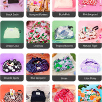 Makeup Bag - Travel Make up Organiser for Cosmetics, Eyeshadow, Make-Up Brushes, Lipstick & Tools - Drawstring Makeup Bag Storage with Brush Holder & Large Pockets