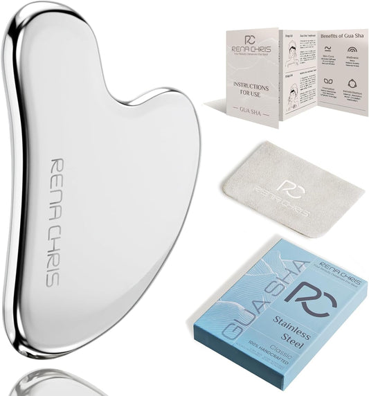 Stainless Steel Gua Sha Facial Tool - Sculpt Your Jawline & Reduce Puffiness - Perfect Skin Care Gift in Silver