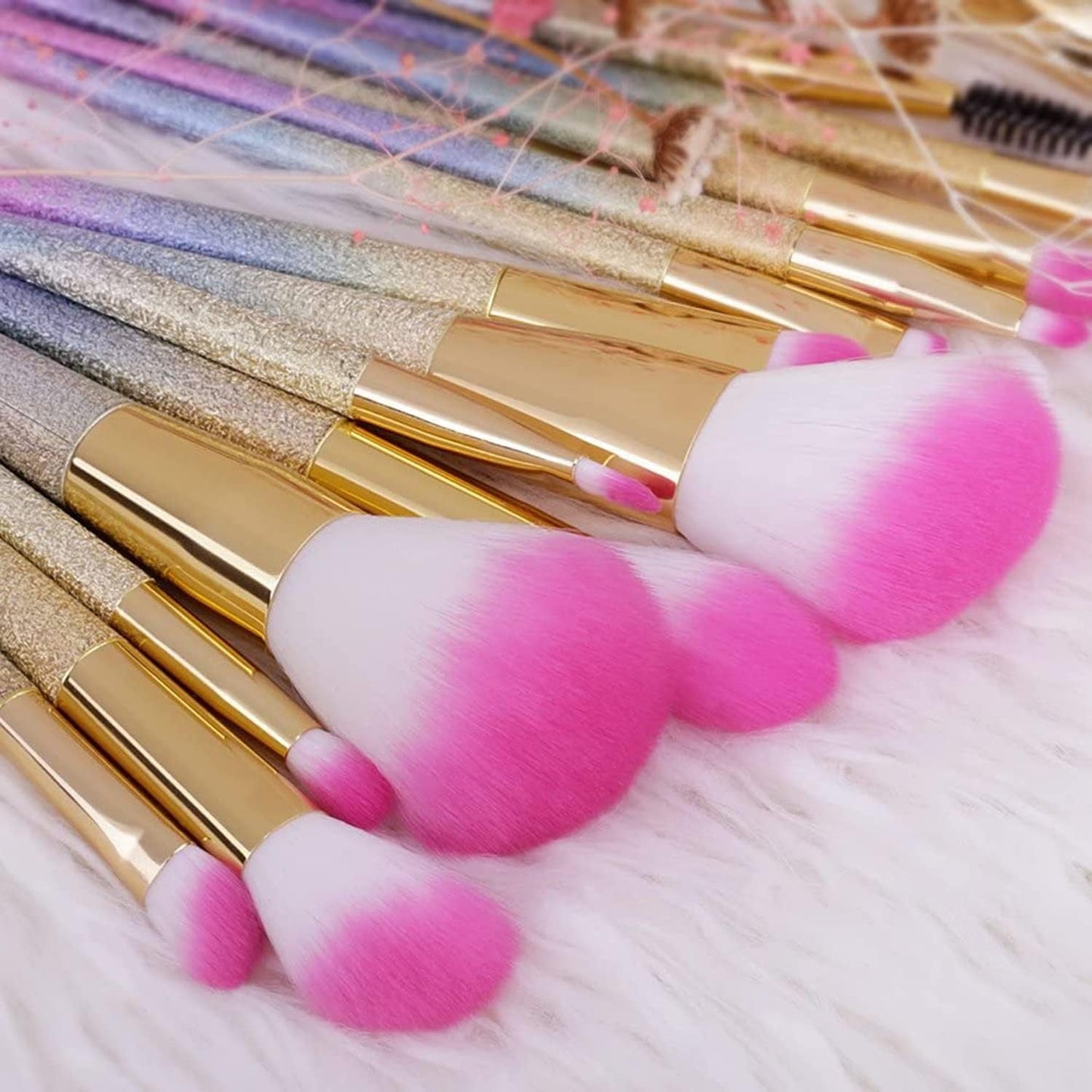 16-Piece Rainbow Makeup Brush Set - Professional Brushes for Flawless Foundation, Eyeshadow, Blush, and More in Elegant Gift Box